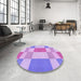 Round Patterned Purple Rug in a Office, pat3546pur