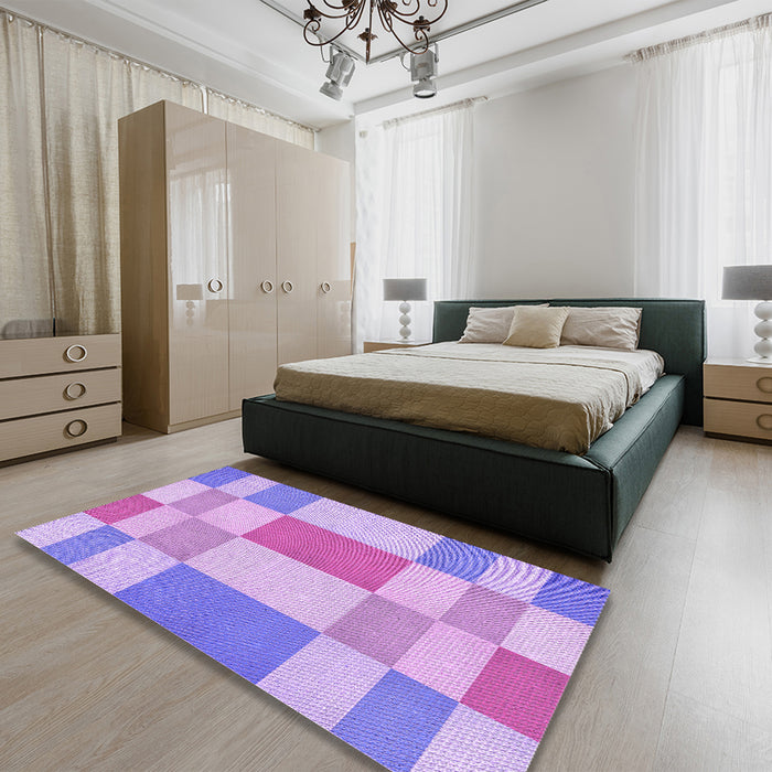 Round Machine Washable Transitional Purple Rug in a Office, wshpat3546pur