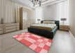 Patterned Pastel Pink Rug in a Bedroom, pat3546rd