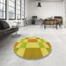 Round Patterned Caramel Brown Rug in a Office, pat3546yw