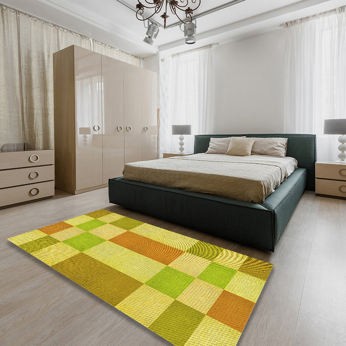 Patterned Caramel Brown Rug in a Bedroom, pat3546yw