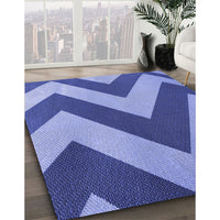 Patterned Denim Blue Rug, pat3547blu