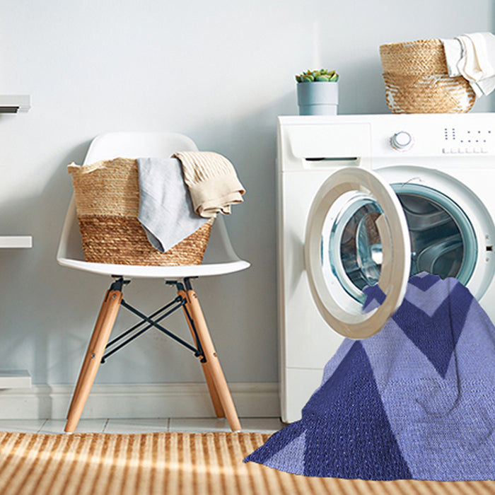 Machine Washable Transitional Denim Blue Rug in a Washing Machine, wshpat3547blu