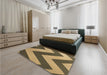 Patterned Golden Gold Rug in a Bedroom, pat3547brn