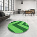 Round Patterned Green Rug in a Office, pat3547grn