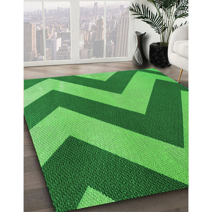 Machine Washable Transitional Green Rug in a Family Room, wshpat3547grn
