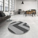 Round Patterned Dark Gray Rug in a Office, pat3547gry