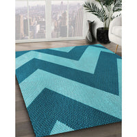 Patterned Dark Cyan Green Rug, pat3547lblu