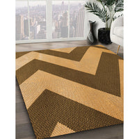 Patterned Dark Bronze Brown Rug, pat3547org