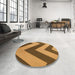 Round Patterned Dark Bronze Brown Rug in a Office, pat3547org