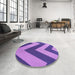 Round Patterned Amethyst Purple Rug in a Office, pat3547pur