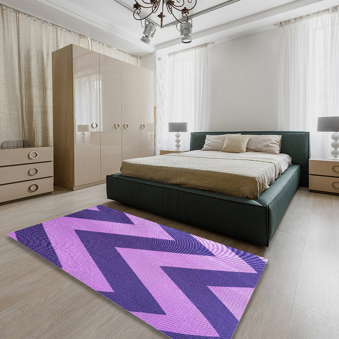 Patterned Amethyst Purple Rug in a Bedroom, pat3547pur