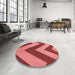 Round Patterned Red Rug in a Office, pat3547rd