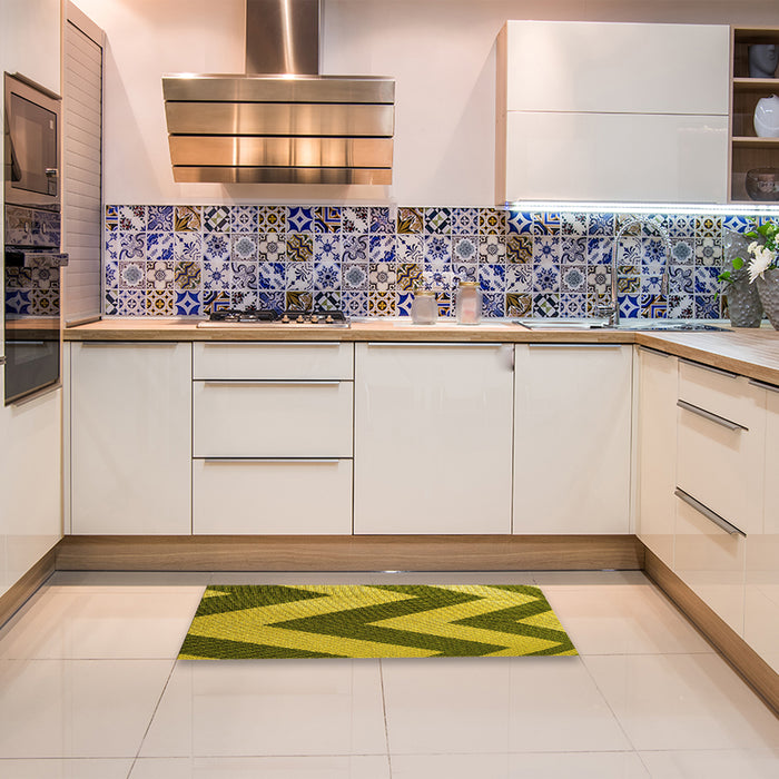 Patterned Dark Bronze Brown Rug in a Kitchen, pat3547yw