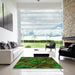 Machine Washable Transitional Dark Lime Green Rug in a Kitchen, wshpat3548grn