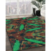 Machine Washable Transitional Pine Green Rug in a Family Room, wshpat3548lblu