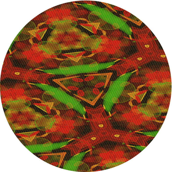 Square Machine Washable Transitional Dark Yellow Green Rug in a Living Room, wshpat3548yw