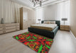 Machine Washable Transitional Crimson Red Rug in a Bedroom, wshpat3548