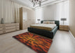 Machine Washable Transitional Red Rug in a Bedroom, wshpat3549