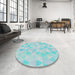 Round Patterned Blue Green Novelty Rug in a Office, pat354