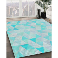 Patterned Blue Green Novelty Rug, pat354