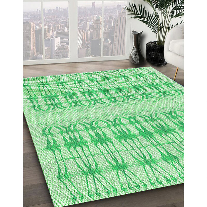 Patterned Green Rug in Family Room, pat355grn