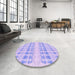 Round Patterned Purple Mimosa Purple Rug in a Office, pat355pur