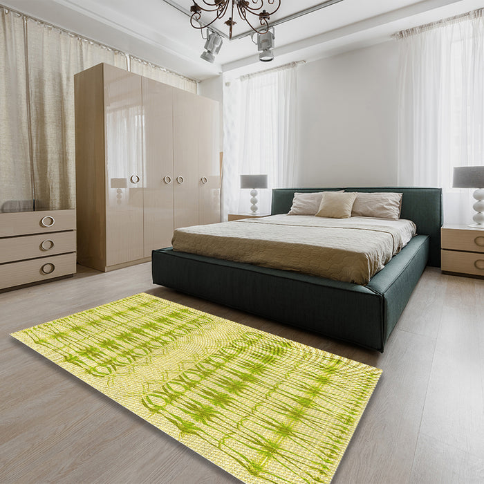 Patterned Brown Rug in a Bedroom, pat355yw