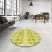 Round Patterned Brown Rug in a Office, pat355yw