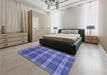 Patterned Sky Blue Rug in a Bedroom, pat3550blu