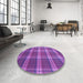 Round Patterned Purple Rug in a Office, pat3550pur
