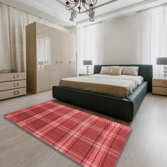 Patterned Red Rug in a Bedroom, pat3550rd