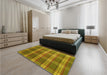 Patterned Dark Bronze Brown Rug in a Bedroom, pat3550yw