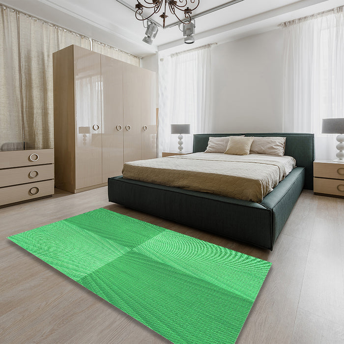 Round Machine Washable Transitional Neon Green Rug in a Office, wshpat3551grn