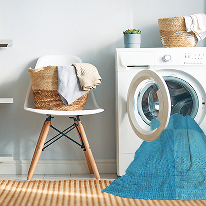 Machine Washable Transitional Bright Cyan Blue Rug in a Washing Machine, wshpat3551lblu