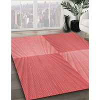 Patterned Fire Red Rug, pat3551rd