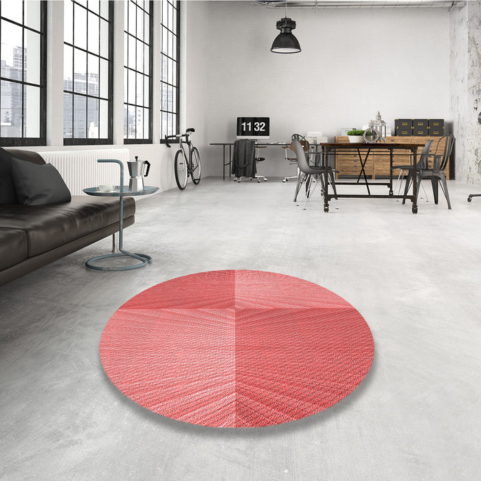 Round Patterned Fire Red Rug in a Office, pat3551rd