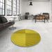 Round Patterned Dark Golden Brown Rug in a Office, pat3551yw