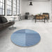 Round Machine Washable Transitional Steel Blue Rug in a Office, wshpat3551