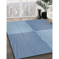 Patterned Steel Blue Novelty Rug, pat3551