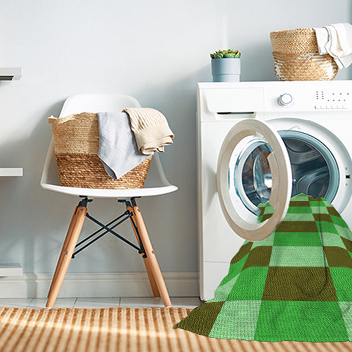 Machine Washable Transitional Seaweed Green Rug in a Washing Machine, wshpat3552grn