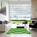 Square Patterned Seaweed Green Rug in a Living Room, pat3552grn