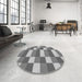 Round Patterned Cloud Gray Rug in a Office, pat3552gry