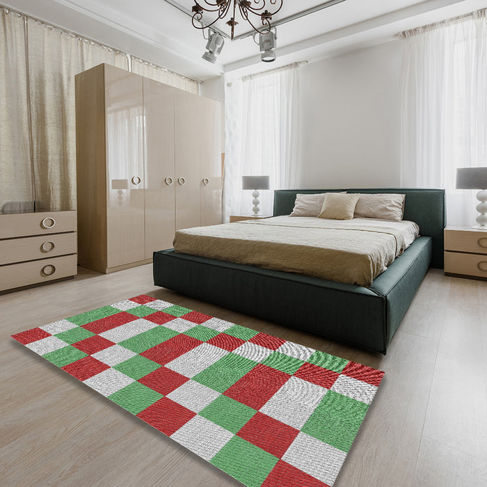 Machine Washable Transitional Green Rug in a Bedroom, wshpat3552