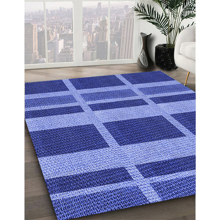 Patterned Sky Blue Rug in Family Room, pat3553blu
