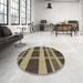 Round Patterned Milk Chocolate Brown Rug in a Office, pat3553brn