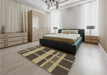 Patterned Milk Chocolate Brown Rug in a Bedroom, pat3553brn