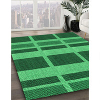 Patterned Deep Emerald Green Rug, pat3553grn