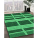 Patterned Deep Emerald Green Rug in Family Room, pat3553grn