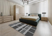 Patterned Dark Gray Rug in a Bedroom, pat3553gry